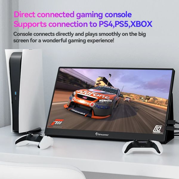 Adreamer 15.6&quot; FHD Portable Monitor 1920*1080 60Hz 16:9 220Cd-m² Travel Gaming Display for Laptop Switch ps4 ps5 Xbox
