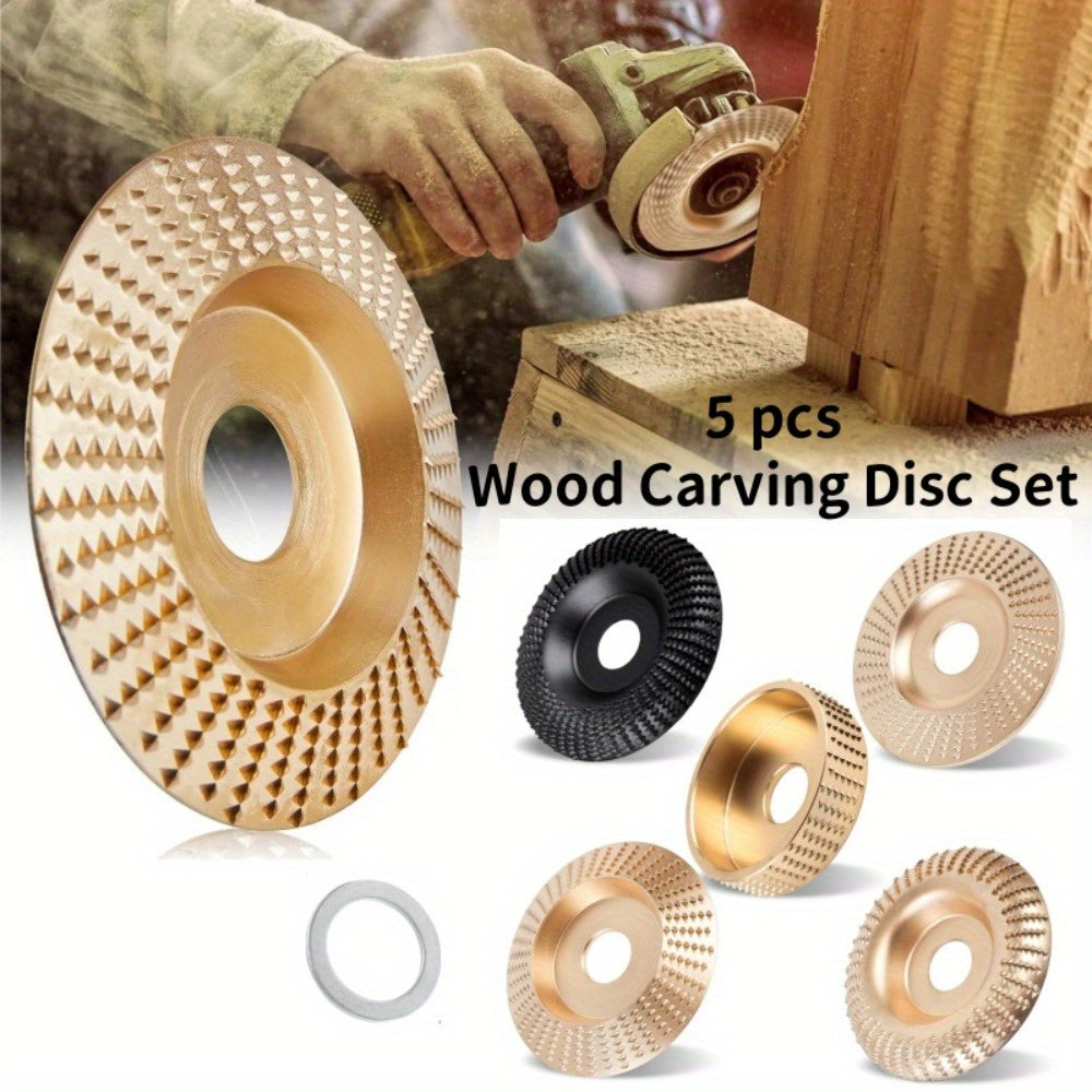 TEMU 5 Pieces Of Woodworking Sanding Wheels, Suitable For Angle Grinders, Wood Carving Wheels, Milling Wheels, Filing Wheels, Carbide Woodworking