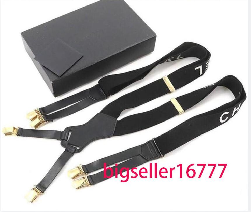 2024 Newest Factory Direct Fashion Men&#039;s and women Designer Suspenders 3.0 x 115cm Six Clip Wide Strap C