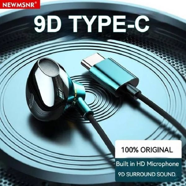 Type C Headphones HiFi Bass Stereo Volume Control Headset with HD Mic 3.5mm Wired Earbuds for High End Smartphones Earphones
