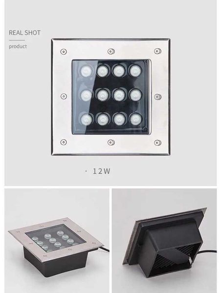 Stainless Steel Square IP67 Waterproof Garden LED Underground Light 3W 5W 9W Outdoor Buried Path Spot Recessed Box Lighting CL240813