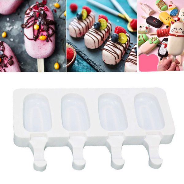 Popsicle Silicone Mold Ice Cream Molds DIY Fruit Juice Ice Pop Molds Oval Cake Mould Maker Tray W0249