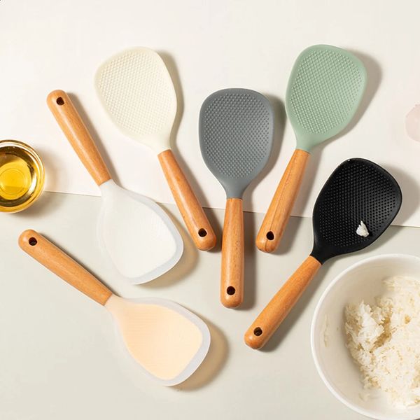1Pcs Silicone Rice Spoon Heatresistant Food Grade Shovel Nonstick Cooker Kitchen Tool Household 241119