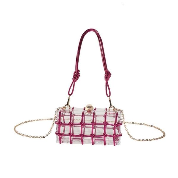 designer bag 2023 Lipsticker Box Designer Popular Pink Acrylic Evening Rope Bag Lovely Girls Candy Color Crochet String Shoulder Hobo Shoppi