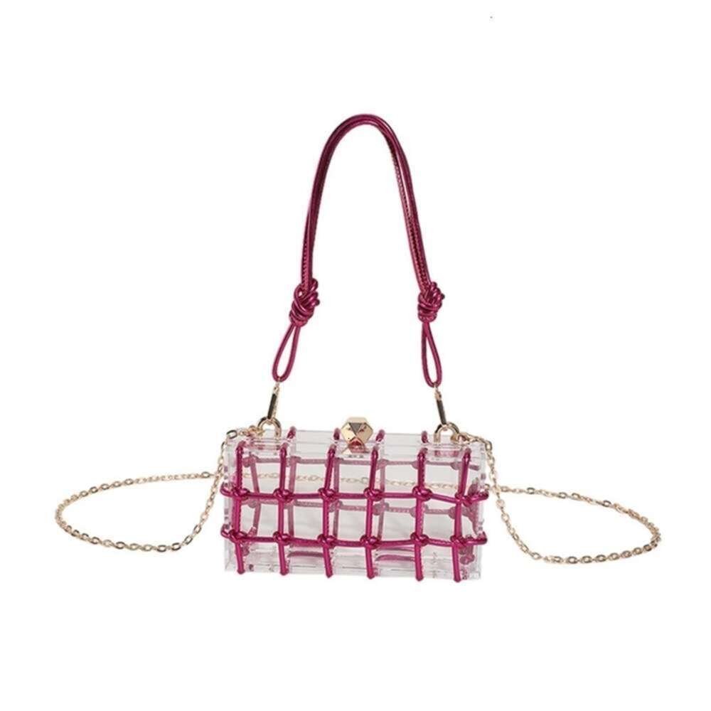 designer bag 2023 Lipsticker Box Designer Popular Pink Acrylic Evening Rope Bag Lovely Girls Candy Color Crochet String Shoulder Hobo Shopping Bags