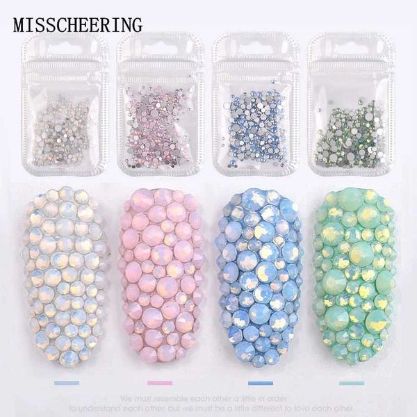 1 package of mixed size (SS4-SS20) crystal colored opal nail art rhinestone decoration sparkling gemstone 3D ergonomic book accessories tool