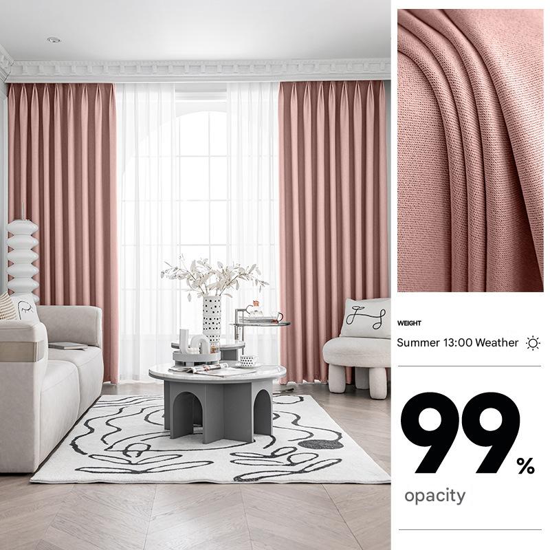 YL-36920 thick double-sided linen blackout curtain project hotel school sound insulation heat insulation blackout cotton linen curtain finished prod