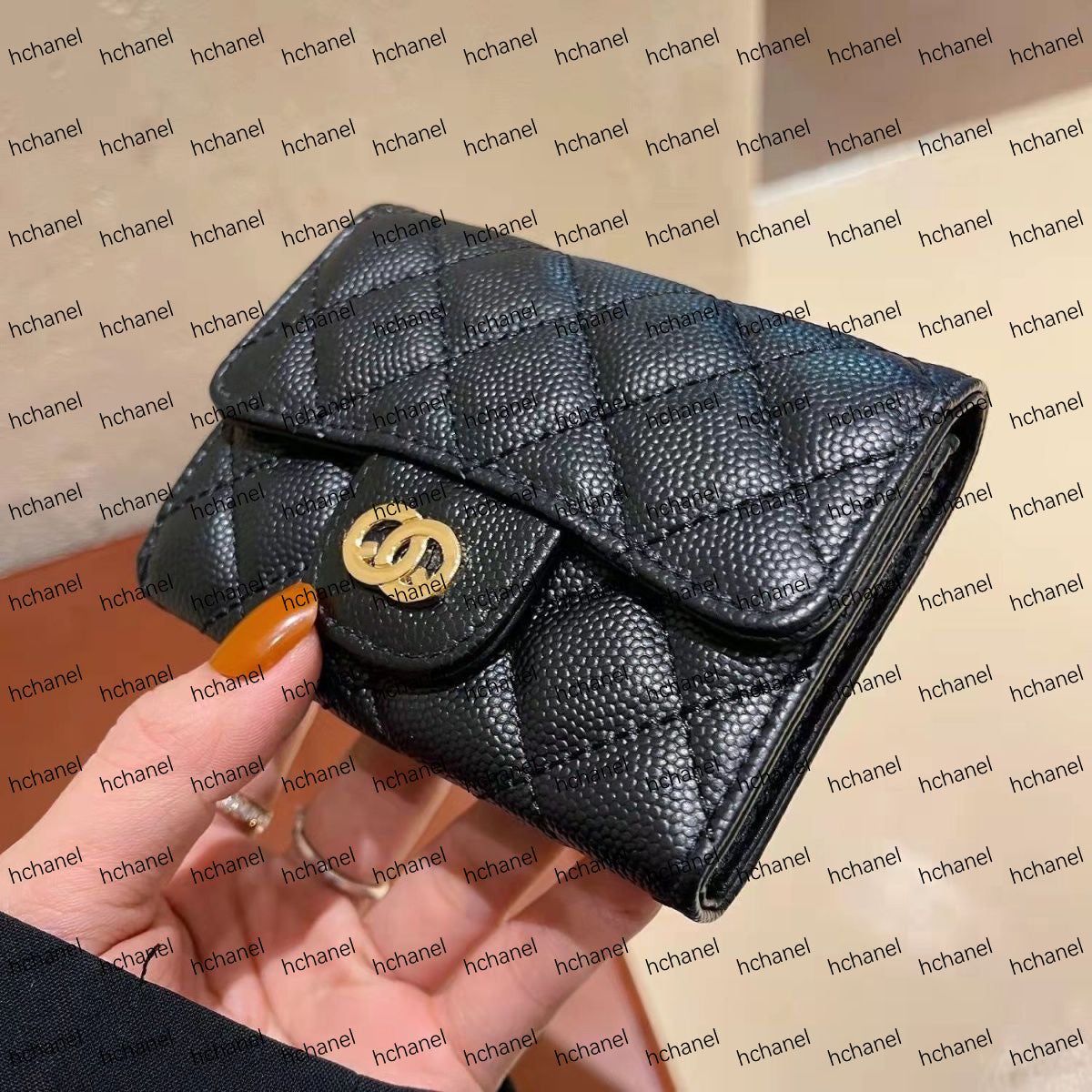 Top High quality luxury Designer wallet France Paris plaid caviar style woman mini Card Holders pure color genuine leather sheepskin texture Purse w