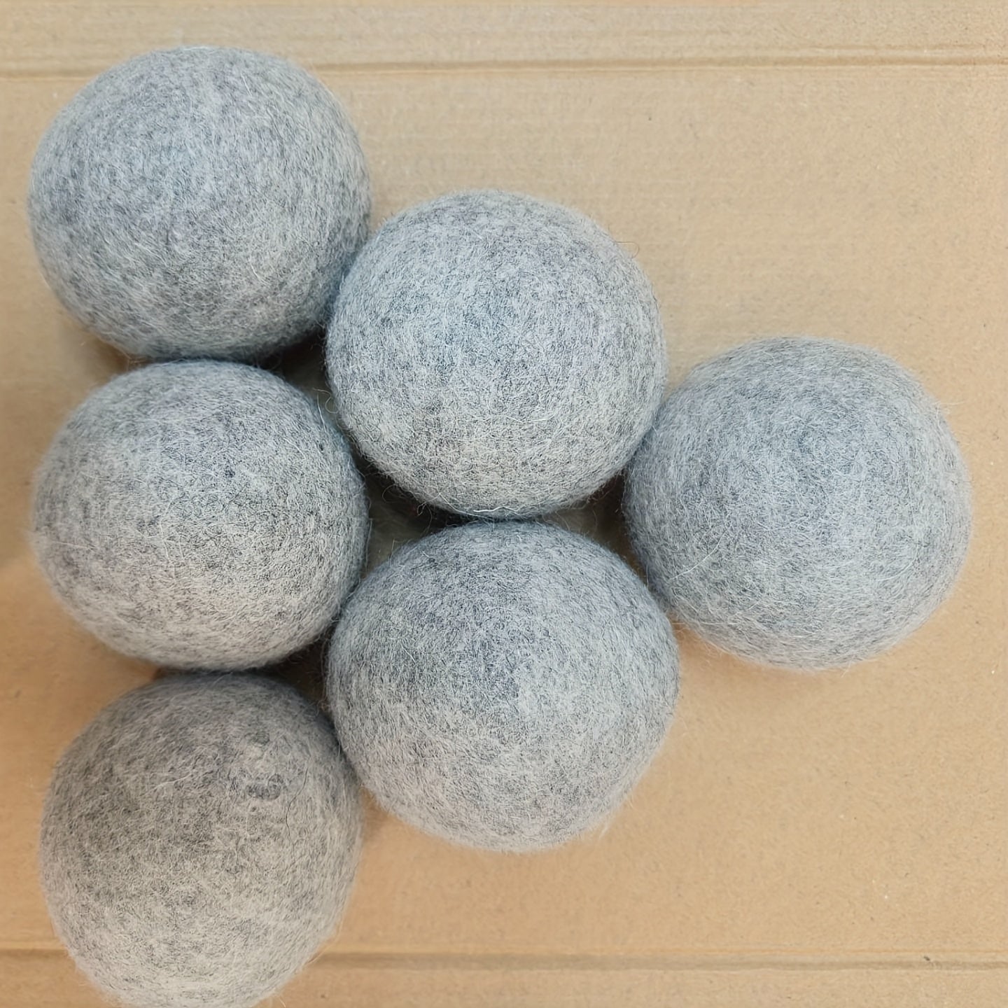 TEMU 6-pack Light Gray Reusable Natural Clothes Softener Balls - Gentle Dryer Laundry Balls For Reduced Drying Time & Wrinkles, Fabric, Safe For ,