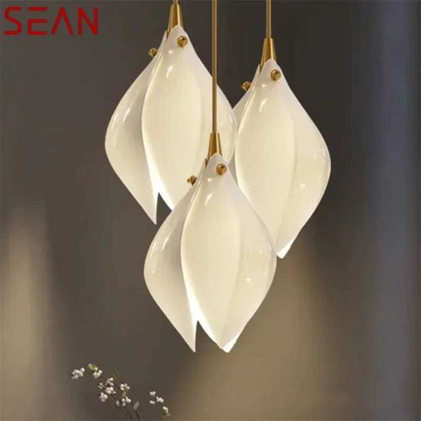 SEAN Luxury Chandelier Modern LED Lighting Creative Ceramics Magnolia Petal Decoration For Living Dining Room Bedroom Z250120