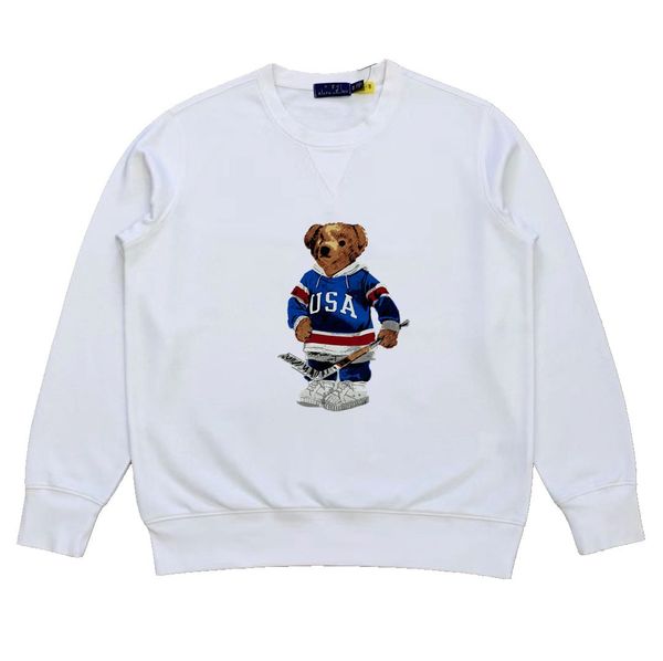 Men&#039;s Designer Cartoon Bear Polos Sweater with Turn-down Collar, Round Neck, 100% Cotton, Long Sleeve, High-end Casual Print, Fashionab
