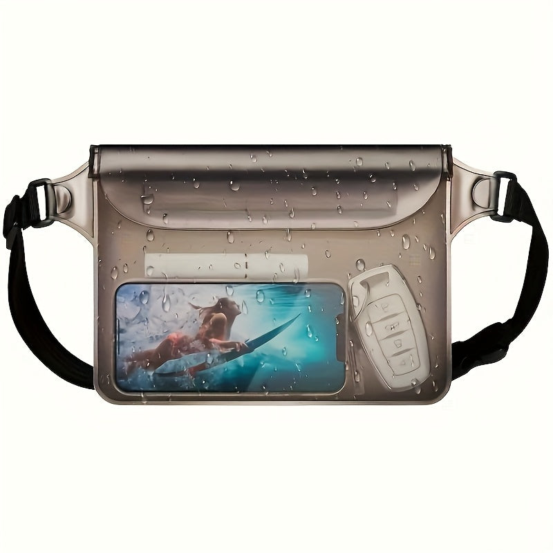 TEMU 1 High With Adjustable Shoulder Strap; Transparent Phone Pouch For Swimming, Surfing, Canoeing, Fishing; Zipper, Waist Belt For And Nautical