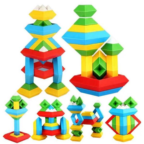 Colorful Pyramid Stacking Toy Building Block Toy Set Geometric Nesting Puzzle Building Blocks Educational Toys For KindergartenC250108