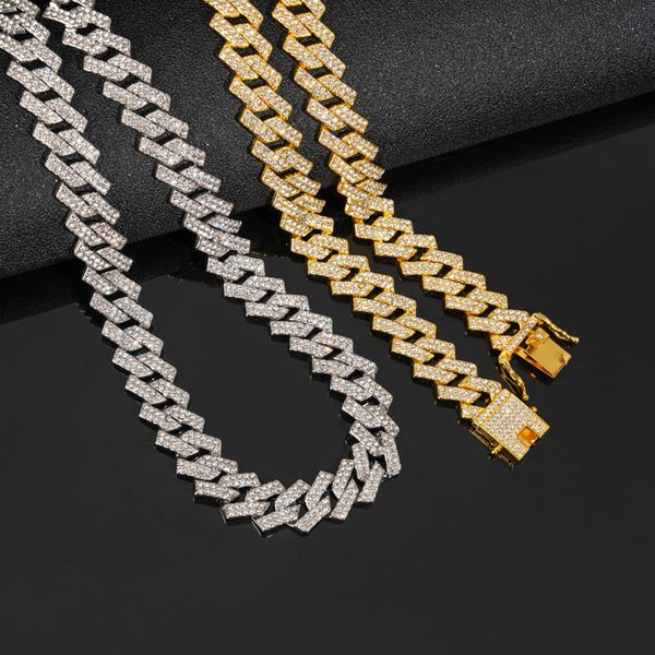 Chains Iced Out 15mm Prong Cuban k Chain Necklace For Women Bg Clustered Rhies Pave Miami Choker JewelleryChains