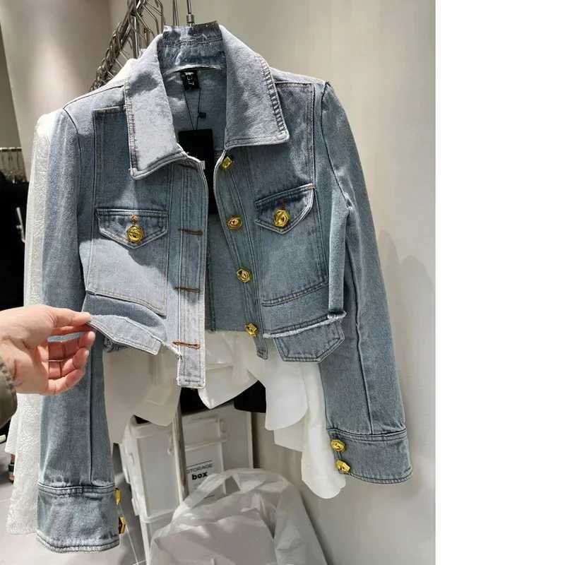 2024 New Denim Jacket for Women Slim Single Breasted Long Sleeve Short Outerwear Coat Denim Jacket Women Coat CoatsX240920