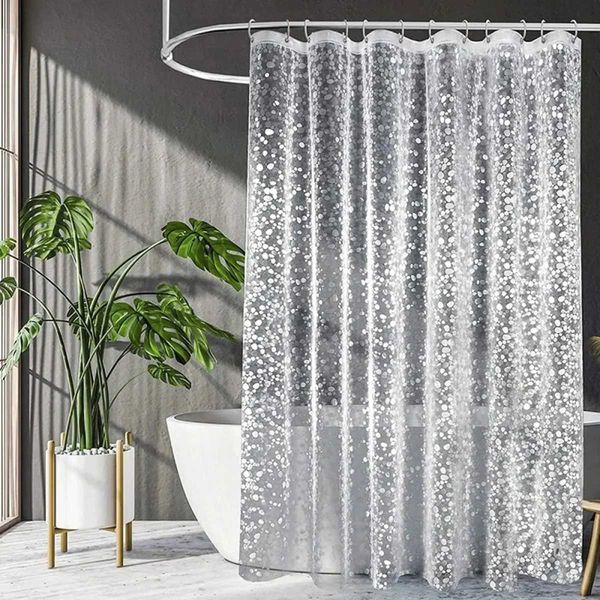 Pebble shower curtain transparent bathtub shower cover Cobblestone bathroom curtain lining frosted shower curtain W240808