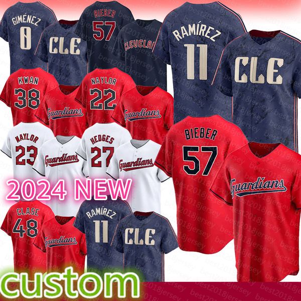 Mens Andres Gimenez Baseball Jerseys Shane Bieber Jose Ramirez Cleveland Will Brennan Steven Kwan Indians Josh Naylor Austin Hedges Bo Naylo