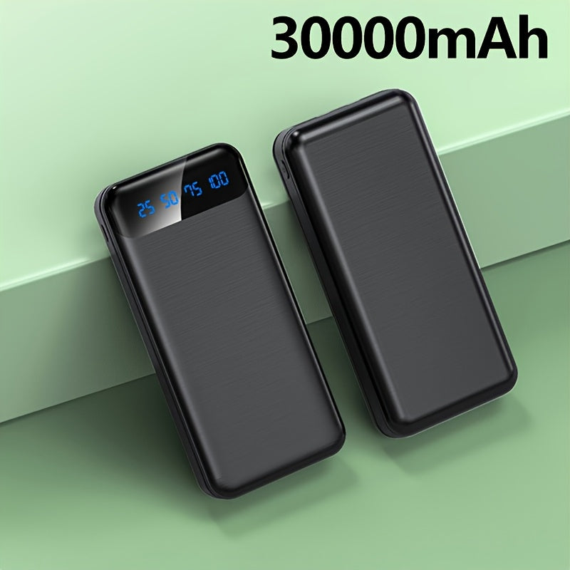 TEMU 30000mah Large Capacity Portable Power Bank, Suitable For Charging Electronics-mobile Phone Devices, With Led Display-dual Output Ports-multiple