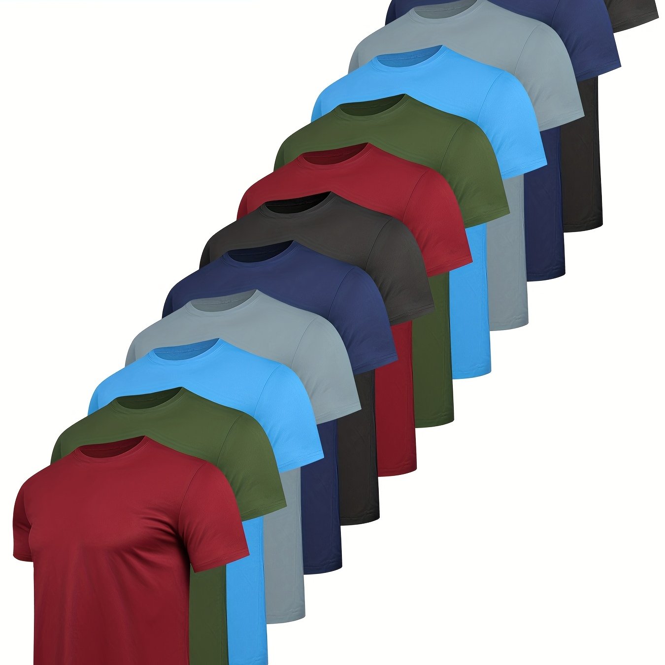 TEMU Hoplynn 12pcs Workout Shirts For Men Short Sleeve Athletic Active Tops Quick Dry Crew Neck T Shirt For Running Valentine's Day Gifts