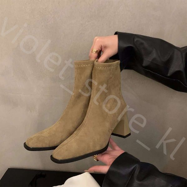 Women Boots High Heel Korean Version Simple Design Square Toe Fashion Shoes Free Shipping 808