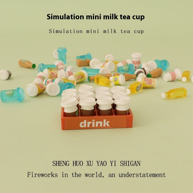 Miniature simulation mini ins coffee milk tea cup creative beverage frame baby house decoration small ornaments DIY accessories
