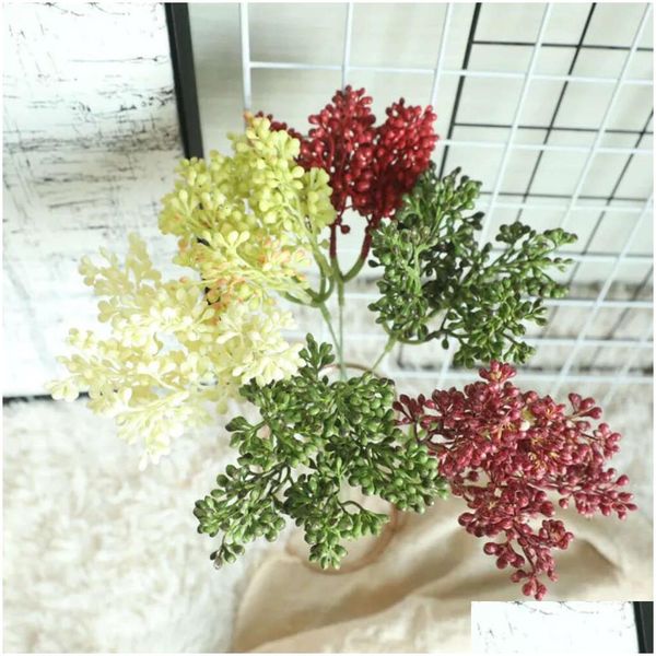 Decorative wers Wreaths Branch 5 Fruit 10Pcs-Lot Heads Simation Artificial wer Fake Decorations Plants Accessories Home Display Dhkqu
