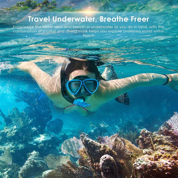 High Quality Child Adult Silicone Diving Mirror Anti-Fog Snorkel Mask with Anti-Leak Dry Top Snorkel Professional Snorkeling Set