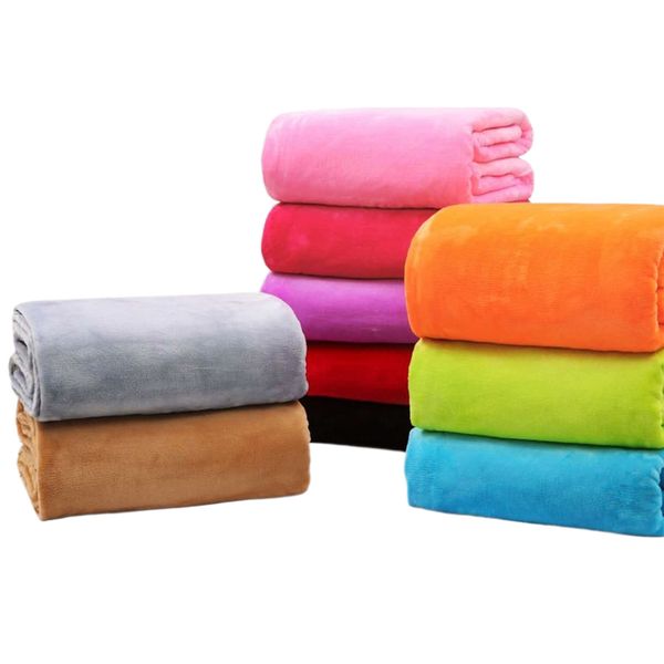 70*100cm-27.5*40inch Warm Flannel Fleece Blankets Soft Solid Fuzzy Blankets Bedspread Plush Winter Summer Throw Blanket Bed Sofa Pet HW0301