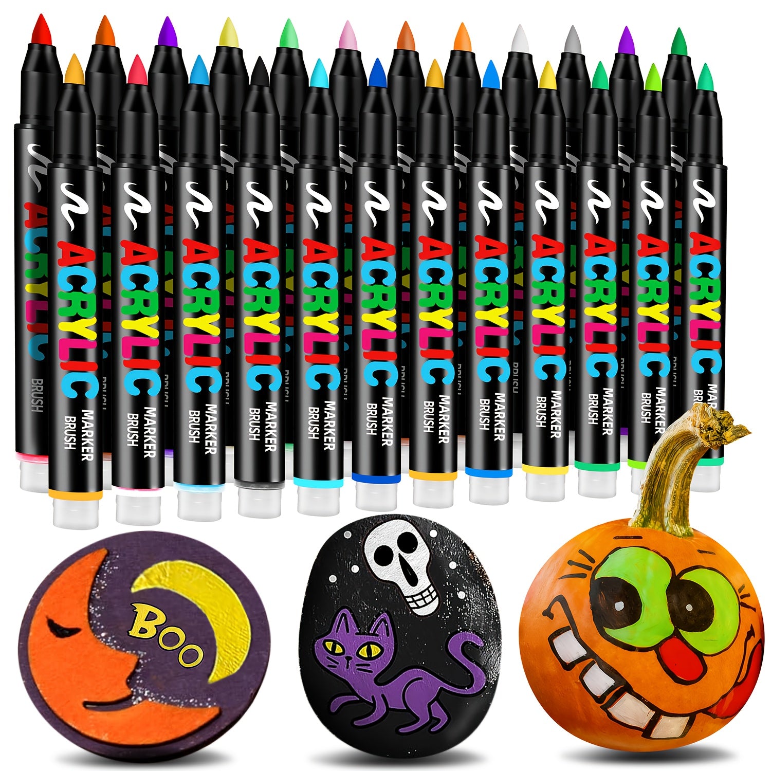 TEMU -72 Colors Acrylic Paint Markers, Permanent Markers Brush Tip, Automatic Ink Control, School Gifts-prizes-back To School Markers For Fabric,