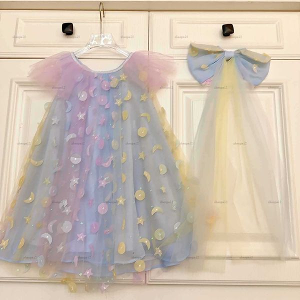 Luxury girls skirt Colorful lace kids designer clothes Size 100-150 CM Shiny sequins Princess dress bow decoration baby partydress