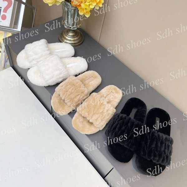 Sandals plush Cotton Slippers Designer Shoes Flip Flops Fashion Anti-Slip Female Slides Women Furry Fluffy Faux Fur Luxury Brand Warm Indoor