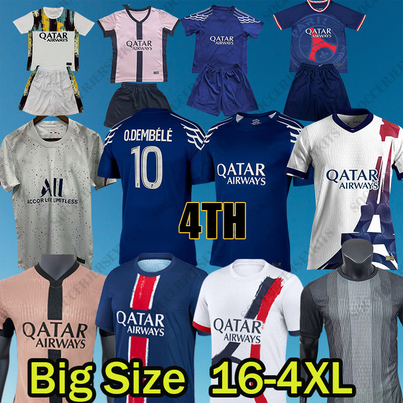 PS G Maillots away fourth paris O.DEMBELE EMERY MENDES Soccer Jerseys DEMBELE SKRINIAR HAKIMI enfants Maillot 2025 football shirts Men kits kids Equ