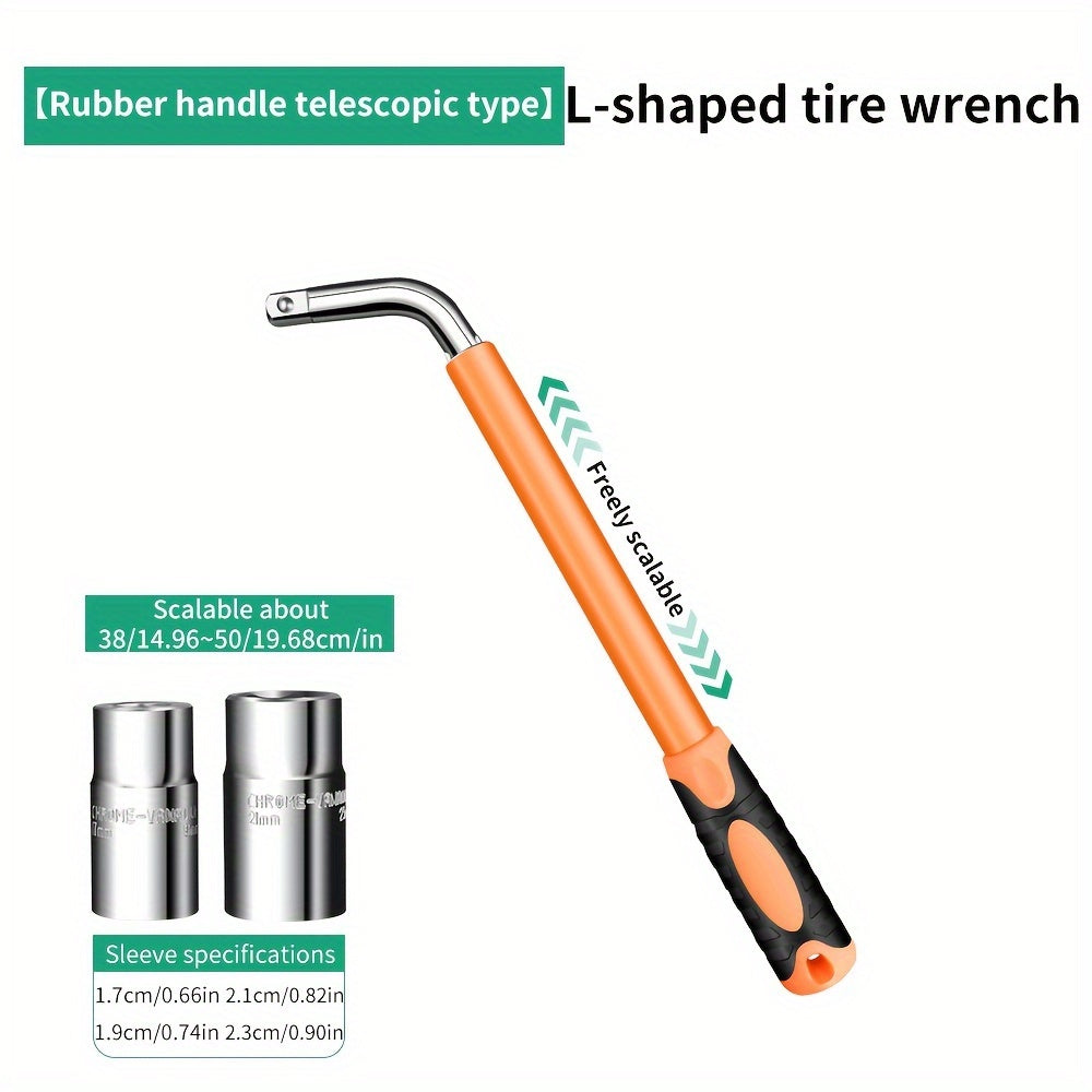 TEMU Telescoping Socket Wrench Set With Hex Head, Chrome Vanadium Steel, Interchangeable Sockets, Fits 17-19-21-23mm, Nut Remover For Car Tire