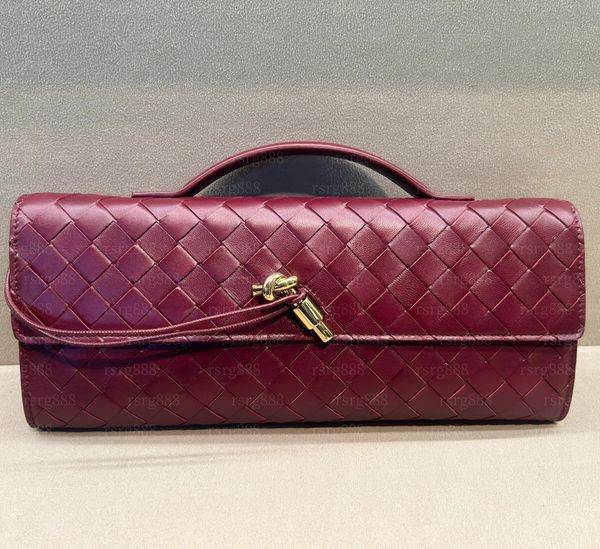 2024 Real Long Clutch Andiamo With Handle Intrecciato Cow Leather Women Bags Purses And Handbag Famous Designer Evening Bag