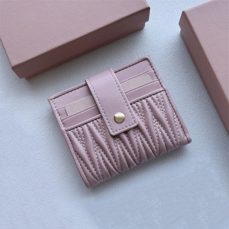 2025 women pleated short wallet designer wallets purse mini card holder fashion holders lady purse 10A