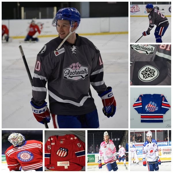 New Rochester 2024 Americans Custom Hockey Jersey - Peterka Quinn Mcinnnis Murray Ruotsalaimen Jobst Prow
