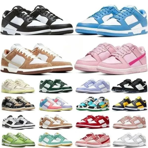Low Shoes Men Women Running Shoes Panda White Black Triple Pink UNC Grey Fog Syracuse Rose Whisper StrangeLove Medium Olive Candy Mens Outdo