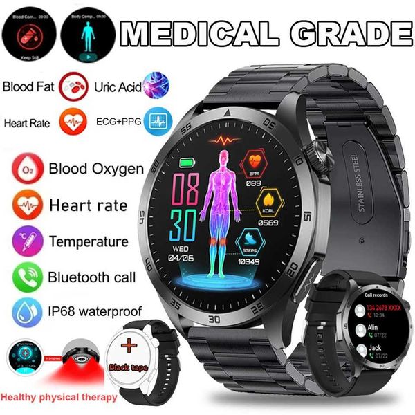 For Men Smart Watch 466*466 HD Sn Blood Lipids Uric Acid ECG+PPG Fitness Tracker Clock BT Call Sports Health WatchesXJ250108