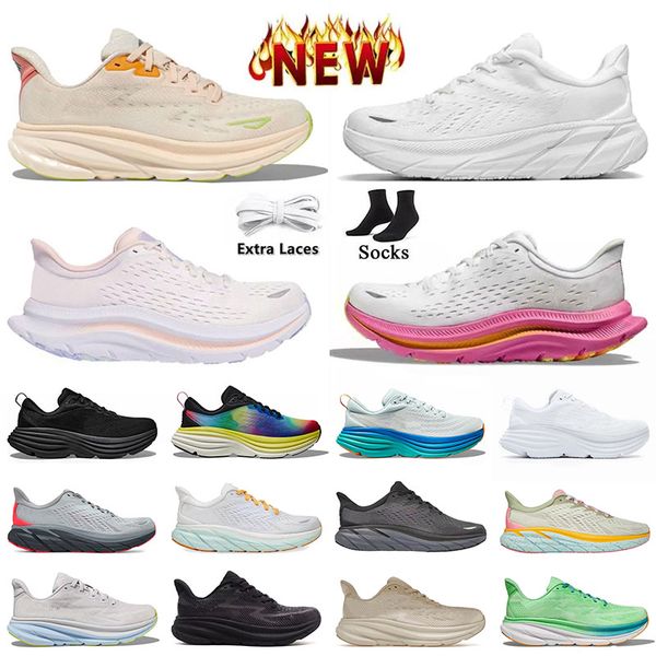 Designers Clifton 9 Bondi 8 Kawana One Running Shoes para homens mulheres tênis All Black White ao ar livre Caminhada ao ar livre tênis de c