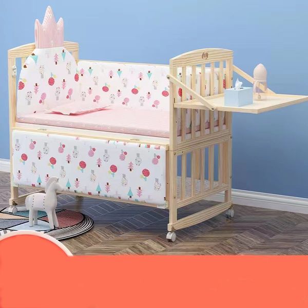 Cow pattern five pieces set crib printing baby bed set crown shape protector wooden bed sheet cottons newborn bedding set pillowcases ba30 F