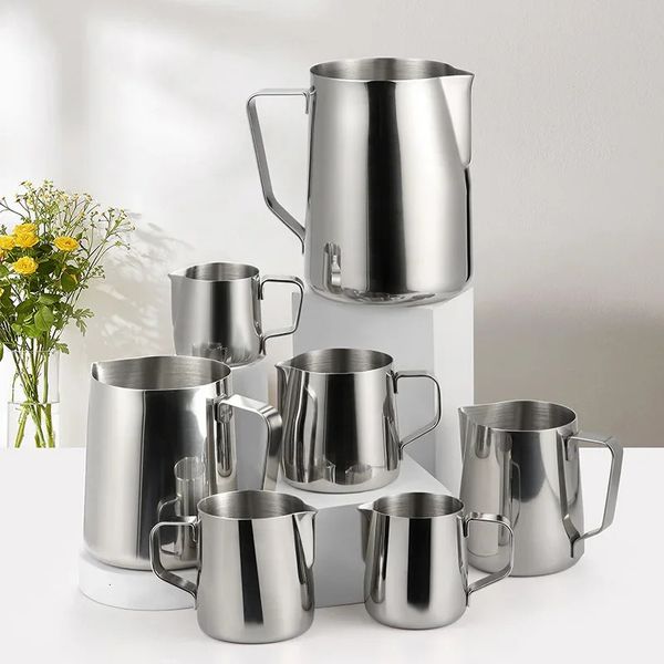 Milk Creamer Frothing Pitcher Stainless Steel 350600900ml Coffee Cup Jug Latte Espresso Cappuccino Milk Cup Barista 240808