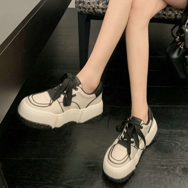2023 Four Season Spring Summer Sports Women Sneakers Platforms Casual Lace-Up Genuine Leather Shoes Woman Size 35-39 69257