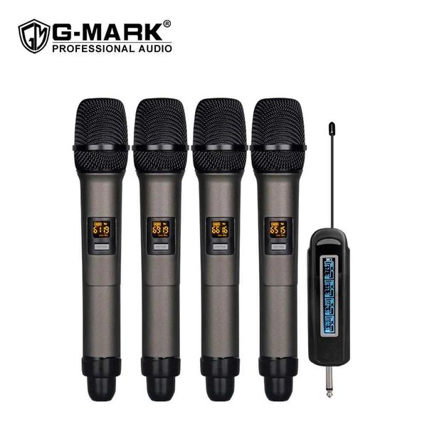 G-MARK X440 High Quality 100M Long Distance Reception Professional Wireless Microphone Set Four Mic With ReceiverM240815