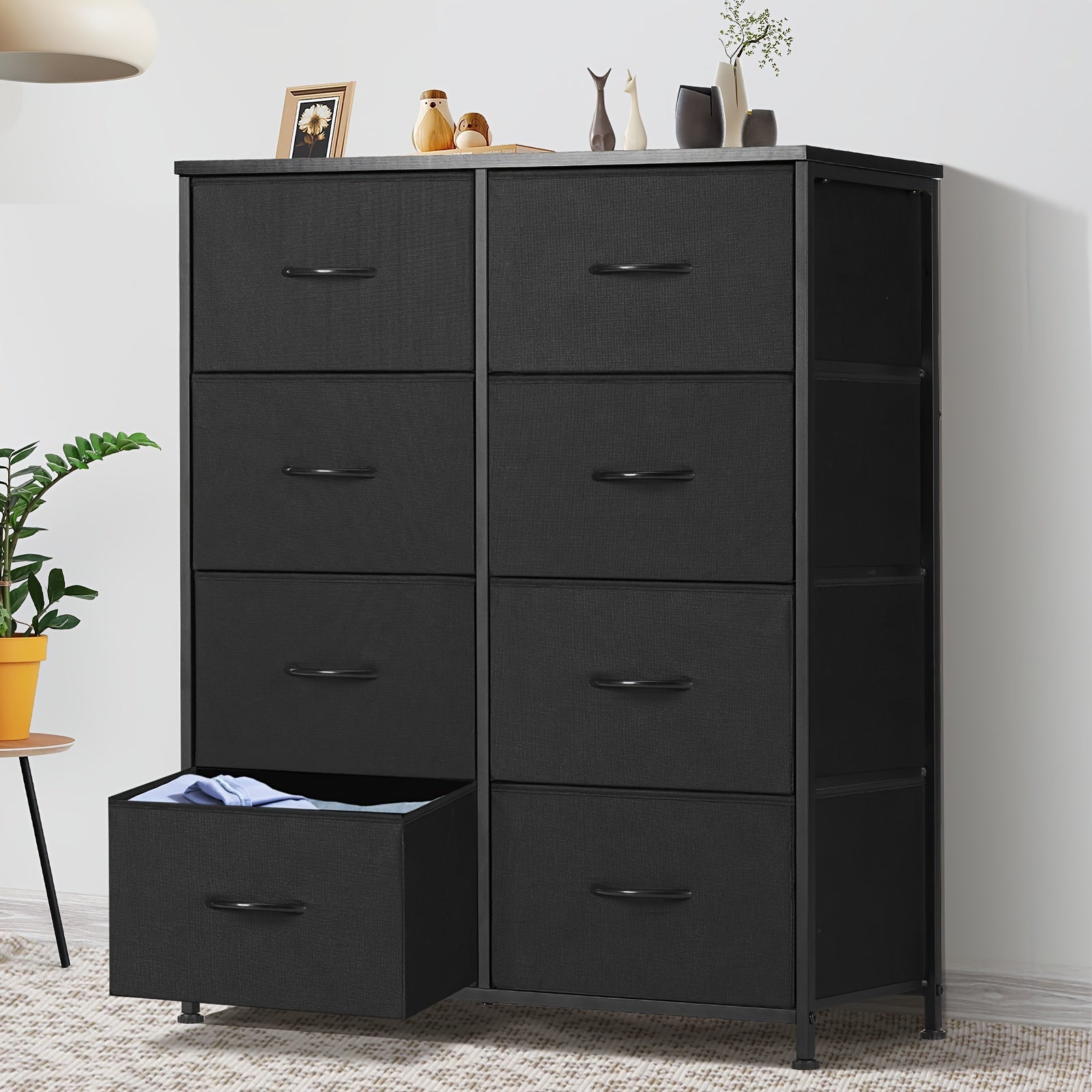 TEMU Dresser For Bedroom, Fabric Closet Organizer With 8 Drawers, Dresser With Metal Frame And Wood Tabletop, Chest Storage Tower For Living Room,