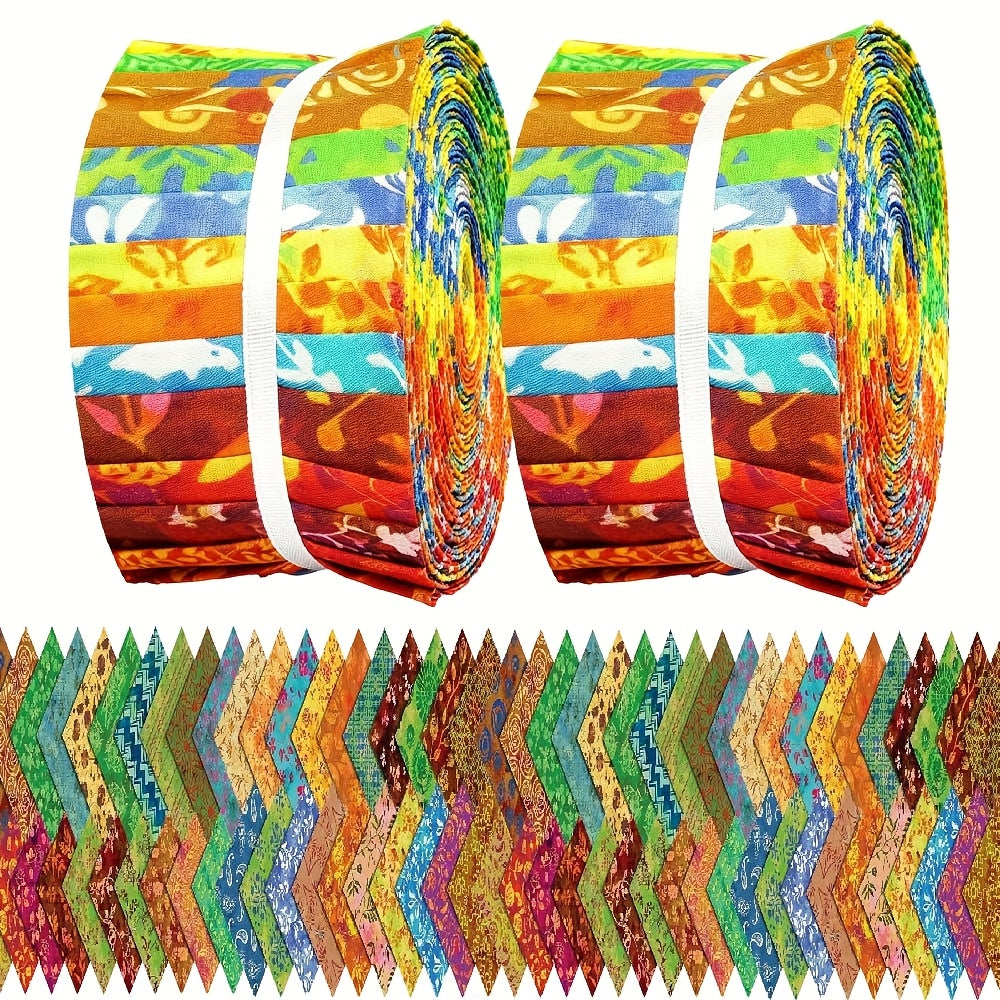 TEMU 40pcs Of 6.5 *50cm (2.55 *19.7in) Printed Fabric Scraps, Long Strip Quilted Fabric, Diy Craft Materials, Perfect For Festive Celebrations, Doll