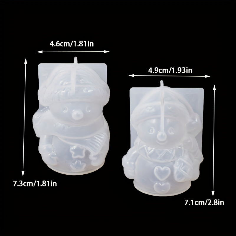 TEMU Dnejiu 3d Snowman Silicone Resin Mould With Heart Cutouts & Eyes - Reusable Diy Candle, Soap, Plaster Mould For Handmade Christmas Decorations,