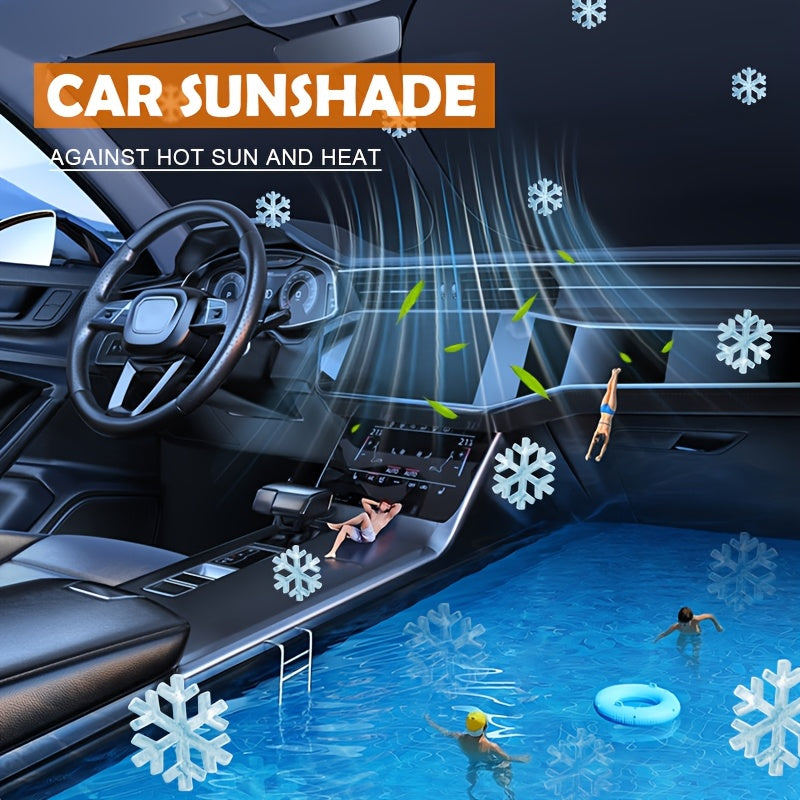 TEMU Car Sunshade Front Windshield Heat Insulation Sun Visor Shade Curtain Interior Windscreen Small Car Cover Sun Umbrella Car -proof Screen Privacy