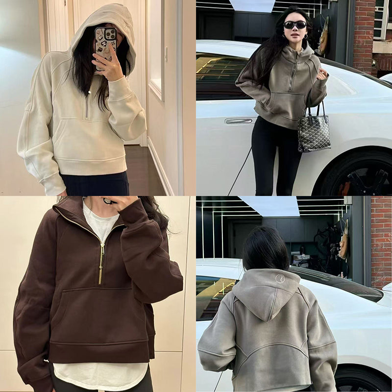Thickened loose zipper hoodie women&#039;s outdoor sports sweatshirt outerwear top autumn and winter yoga suit jacket coat