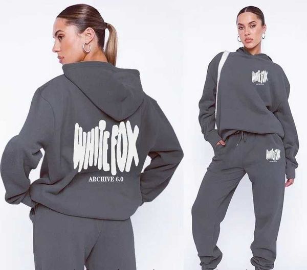 White Foxe Women&#039;s Hoodies Sweatshirts Autumn And Winter Plus Velvet Fashion Hoodie Standard Hip Hop Skateboarding Sports Set Casual Hi