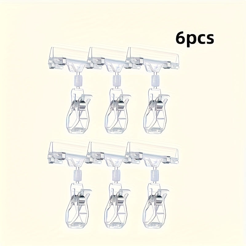 TEMU 6pcs Clear Plastic Sign Holders With Adjustable Clips - Durable Transparent Retail Price Tag Dispensers For Shelves, Office, Restaurant & Store